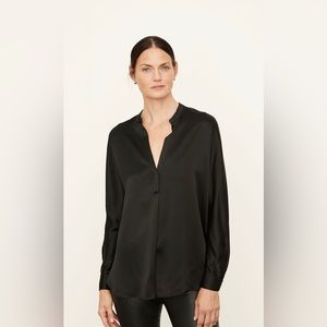 Vince Silk Band Collar Blouse Size Small
